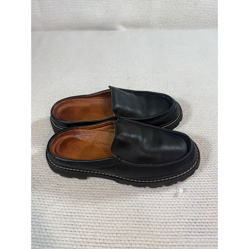 Ariat Womens Black Leather Slip On Clogs Mules Moc Toe Shoes 17601 Size 9.5 B